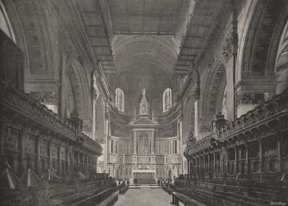St. Paul's Cathedral. The Choir and Reredos. London. Churches 1896 old print
